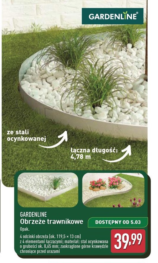 Obrzeże trawnikowe GARDEN LINE promocja w Aldi