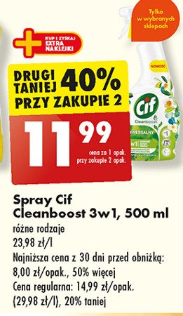 Spray uniwersalny zielona herbata i eukaliptus Cif cleanboost promocja