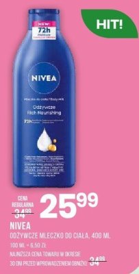 Odżywka NIVEA mleczko do ciała 400ml promocja w Drogerie Natura