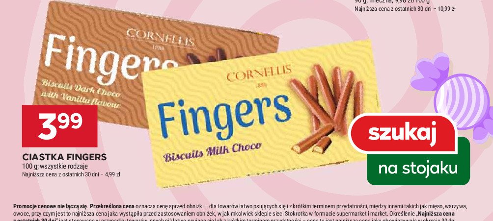 Ciastka fingers mleczne Cornellis promocja w Stokrotka