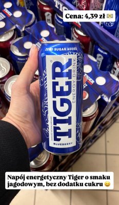 Napój energetyczny Blueberry zero sugar promocja w Dino