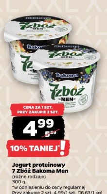 Jogurt proteinowy 7 zbóż Men, różne rodzaje Bakoma promocja w Netto