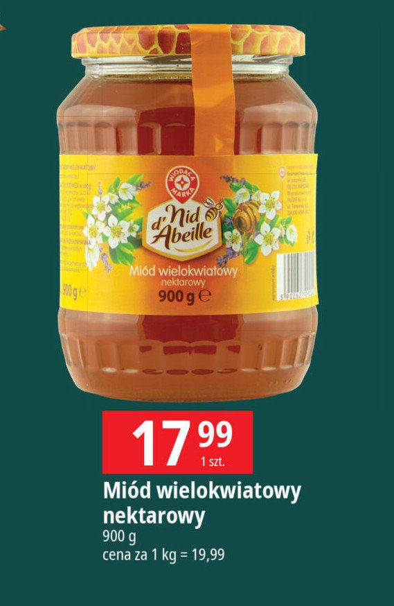 Miód wielokwiatowy nektarowy Wiodąca marka nid d'abeille promocja w Leclerc