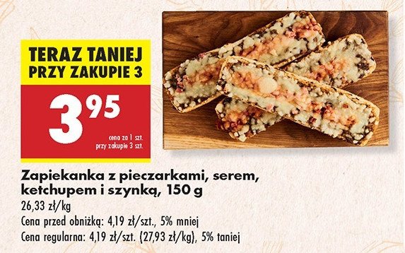 Zapiekanka z pieczarkami serem ketchupem i szynką promocja w Biedronka