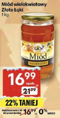 Miód wielokwiatowy Złote Łąki promocja w Delikatesy Centrum