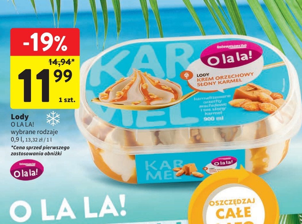 Lody krem orzechowy-s艂ony karmel Intermarche o la la! promocja