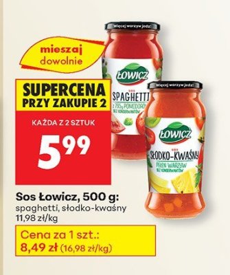 Sos Łowicz: spaghetti, słodko-kwaśny promocja w Biedronka