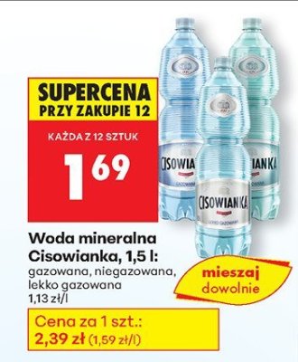 Woda mineralna Cisowianka, 1,5 l promocja w Biedronka