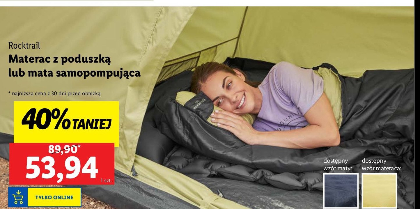 Materac z poduszką 193 x 57 x 4 cm ROCKTRAIL promocja w Lidl