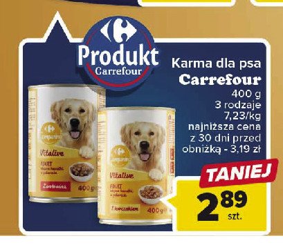 Karma dla psa z drobiem Carrefour vitalive promocja