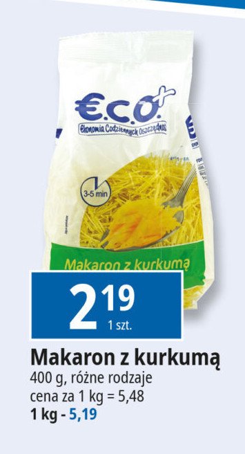 Makaron z kurkumą nitki Eco+ promocja