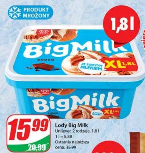 Lody choco Algida big milk promocja