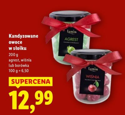 Kandyzowane owoce w słoiku agrest promocja w Lidl