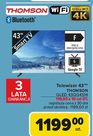 Telewizor led 43" 43qg4s14 Thomson promocja w Carrefour