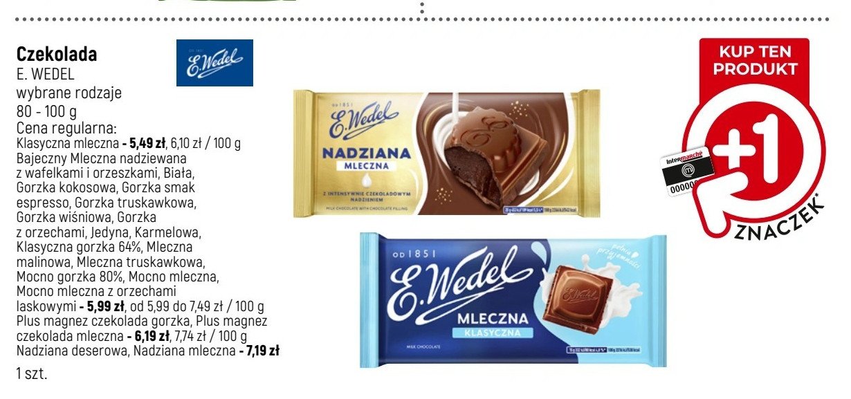 Czekolada z wafelkami i orzeszkami E. wedel bajeczny promocja w Intermarche