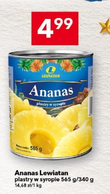 Ananas Lewiatan plastry w syropie 565 g/340 g promocja w LEWIATAN