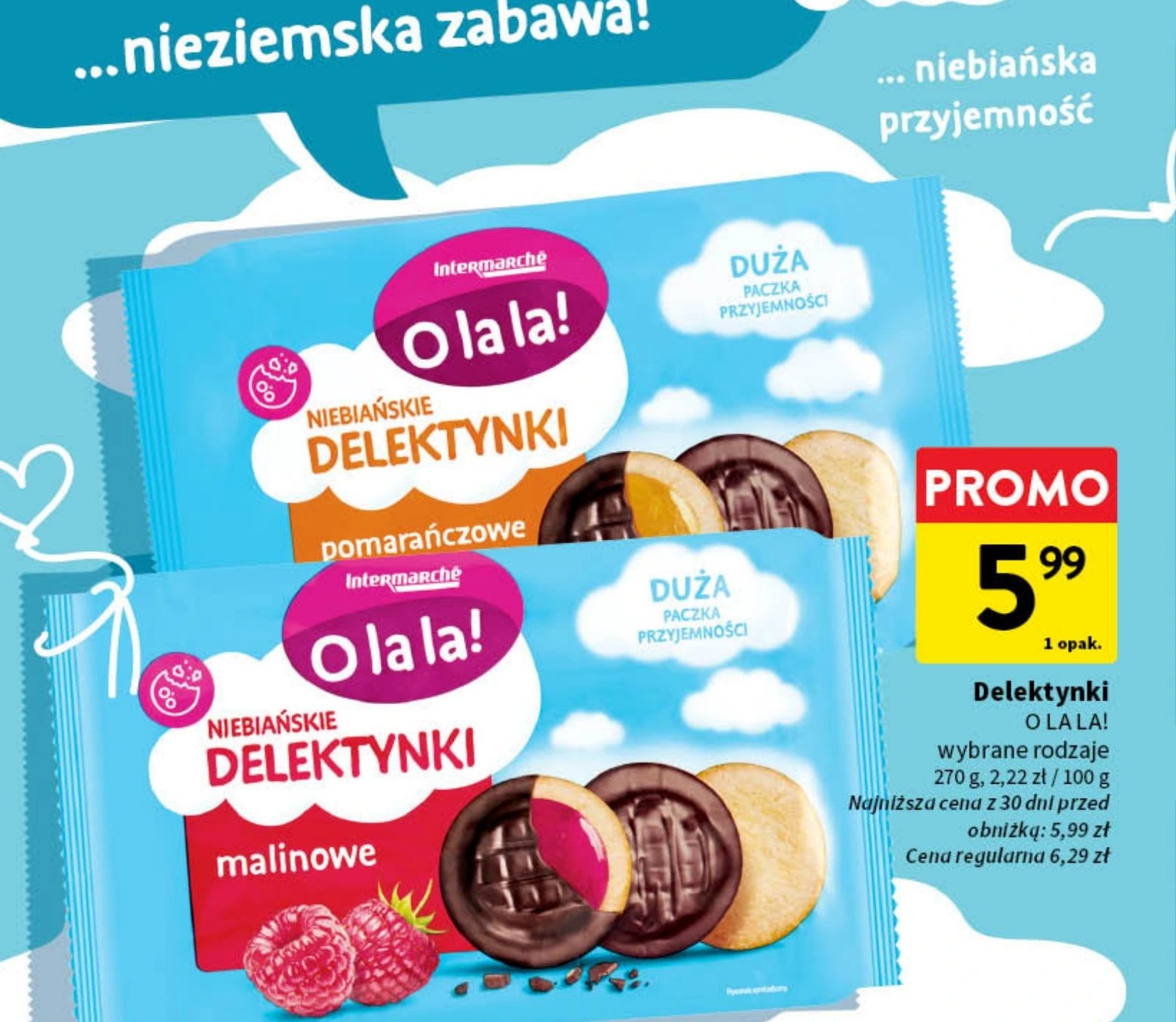 Delektynki malinowe O la la! promocja w Intermarche