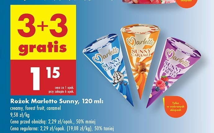 Lody sunny caramel Marletto promocja w Biedronka