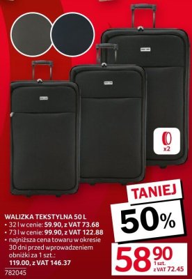 Walizka tekstylna 50 l promocja w Selgros