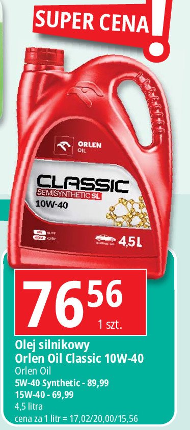 Olej 10w-40 semisynthetic Orlen platinum classic promocja