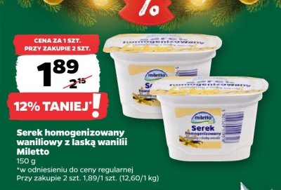 Serek homogenizowany waniliowy z laską wanilii Miletto promocja w Netto