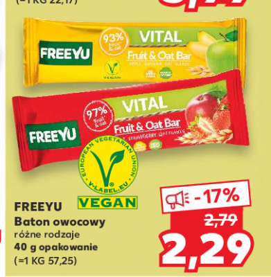 Baton vital jab艂kowo-truskawkowy z p艂atkami owsianymi Freeyu promocja