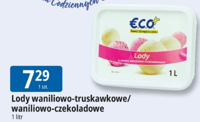 Lody waniliowo-truskawkowe/waniliowo-czekoladowe ECO+ promocja w Leclerc