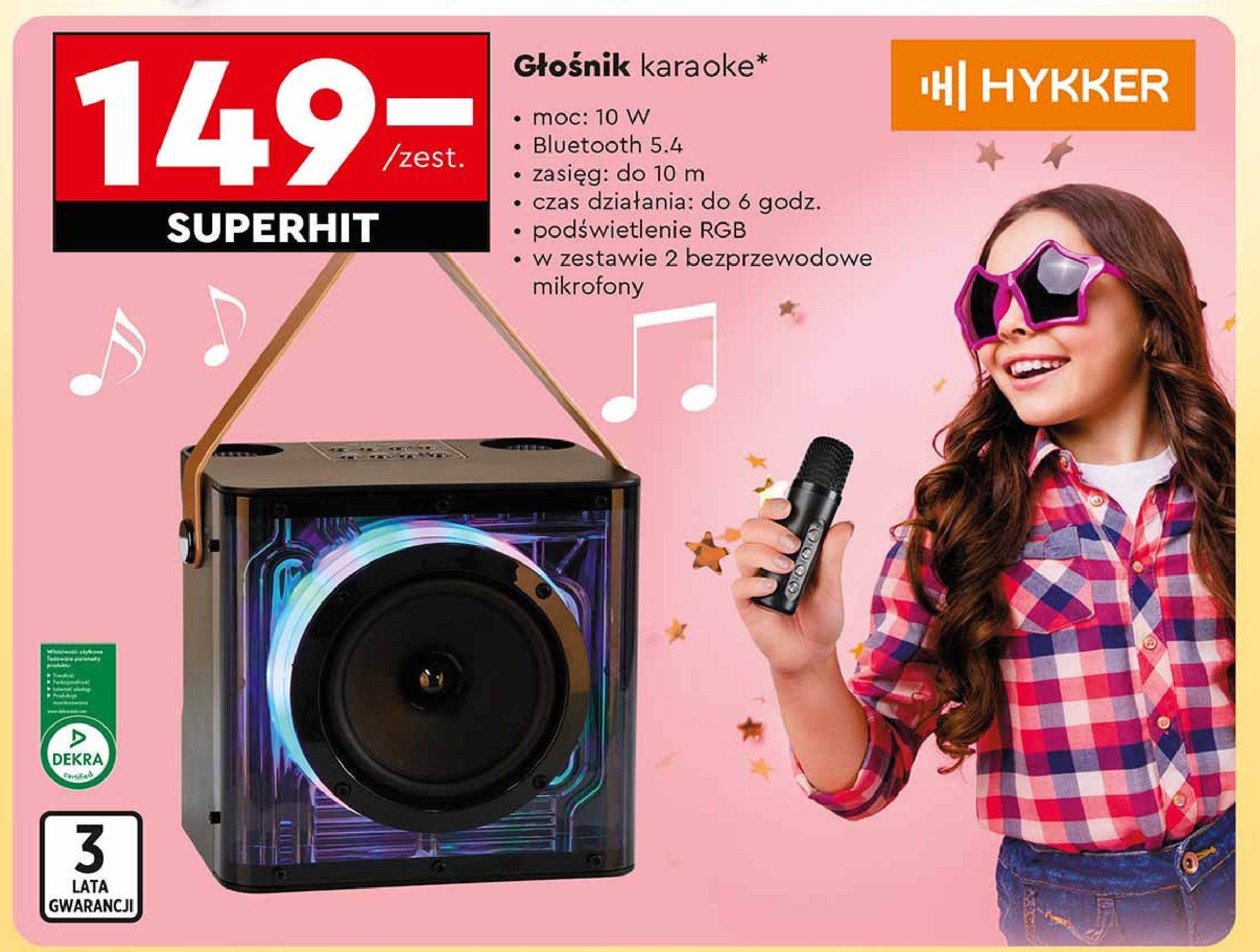 Głośnik karaoke 10w Hykker promocja w Biedronka