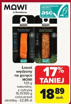 Łosoś wędzony na gorąco Mowi promocja w Carrefour