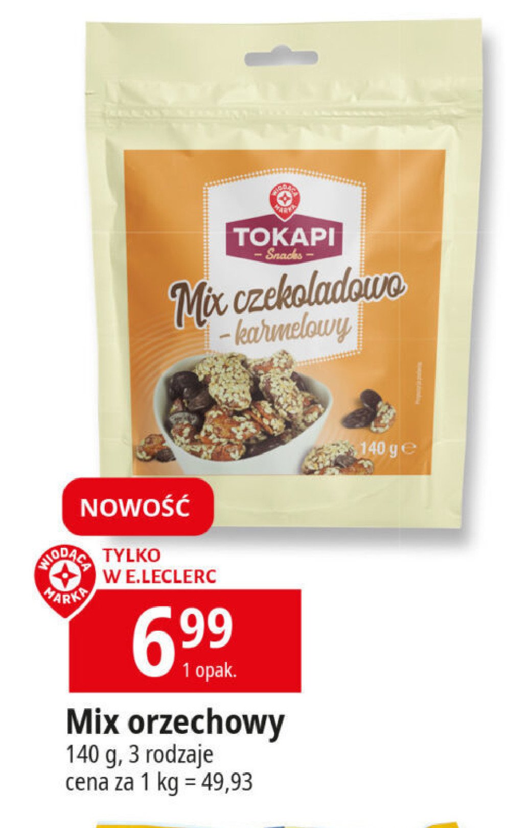 Mix czekoladowo-karmelowy Wiodąca marka tokapi promocja w Leclerc