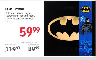 Kalendarz adwentowy Batman ze skarpetkami męskimi, rozm. 40-45 promocja w Rossmann