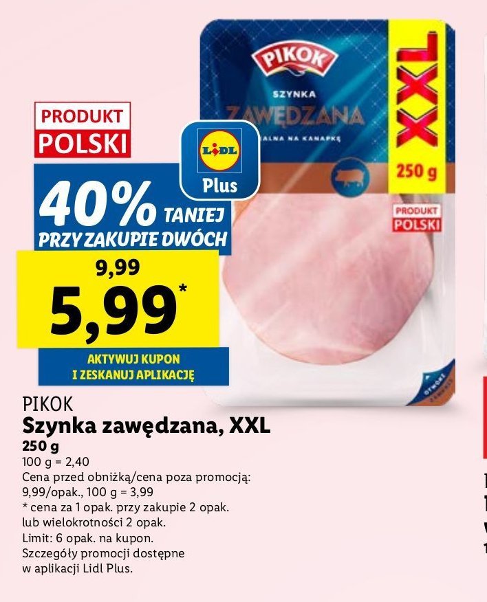 Szynka zawędzana Pikok promocja w Lidl