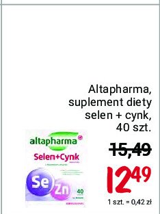 Suplement diety selen + cynk Altapharma promocja