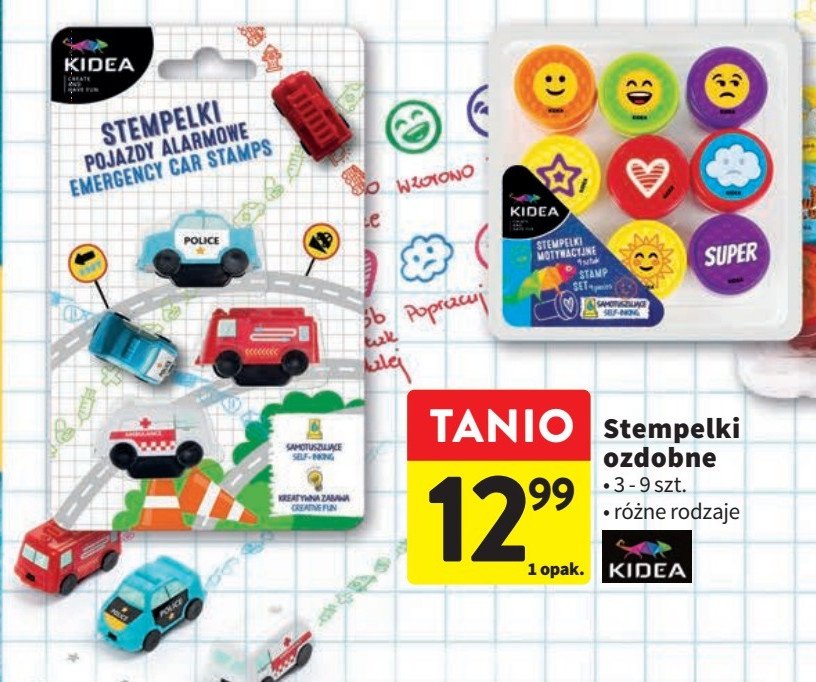 Stempelki pojazdy alarmowe Kidea promocja