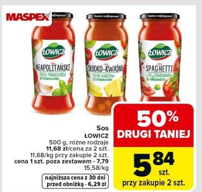 Sos ŁOWICZ 500 g, różne rodzaje promocja w Carrefour