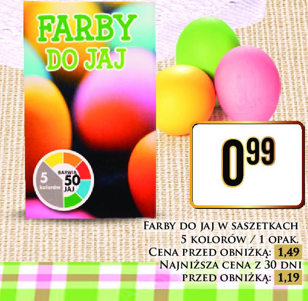 Farby do jaj 5 kolory promocja w Dino