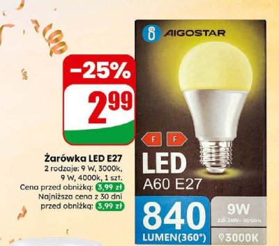 Żarówka LED 9W 4000K promocja w Dino
