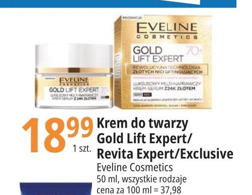Krem do twarzy ultra wygładzający EVELINE GOLD REVITA EXPERT 30+ promocja