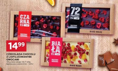 Czekolada z liofilizowanymi owocami 72 procent kakao hand made promocja w Stokrotka