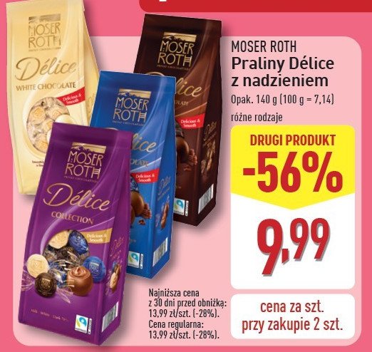 Praliny delice w białej czekoladzie Moser roth promocja w Aldi