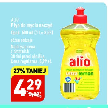 Płyn do mycia naczyń ultra lemon Alio promocja