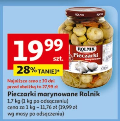 Pieczarki marynowane Rolnik 1.7 kg (1 kg po odsączeniu) promocja w Auchan