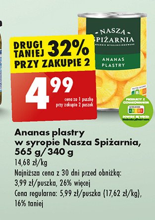 Ananas w lekkim syropie w plastrach Nasza spiżarnia promocja