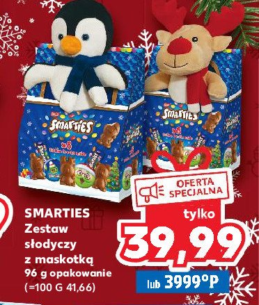 Draże + maskotka pingwin Smarties promocja