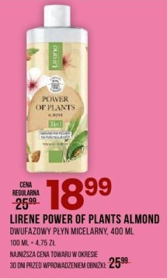 DWUFAZOWY PŁYN LIRENE POWER OF PLANTS ALMOND 400 ML promocja w Drogerie Natura