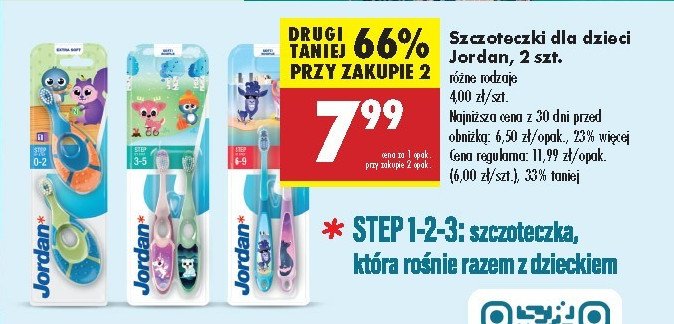 Szczoteczka do zębów 3-5 lata Jordan step by step promocja w Biedronka