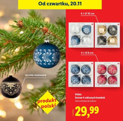Zestaw 4 szklanych bombek  promocja w Lidl