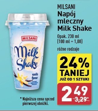 Napój mleczno-waniliowy Milsani milk shake promocja