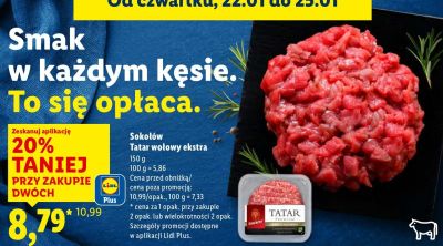 Tatar wołowy Sokołów ekstra promocja w Lidl