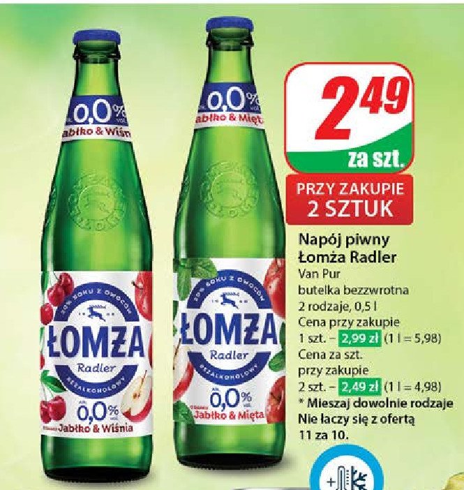 Piwo Łomża radler jabłko-mięta promocja